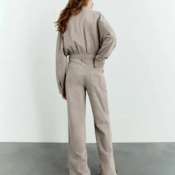 Zara TRF Long Denim Jumpsuit - Picture 5 of 10